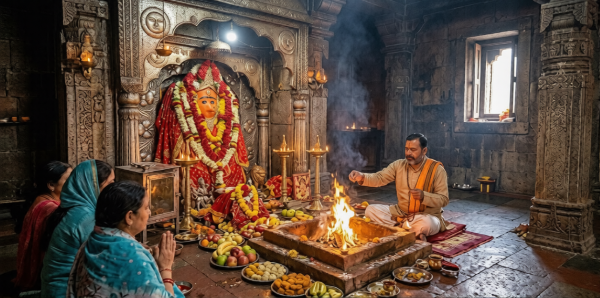 Kali Jaap Puja in Chamunda Devi Temple