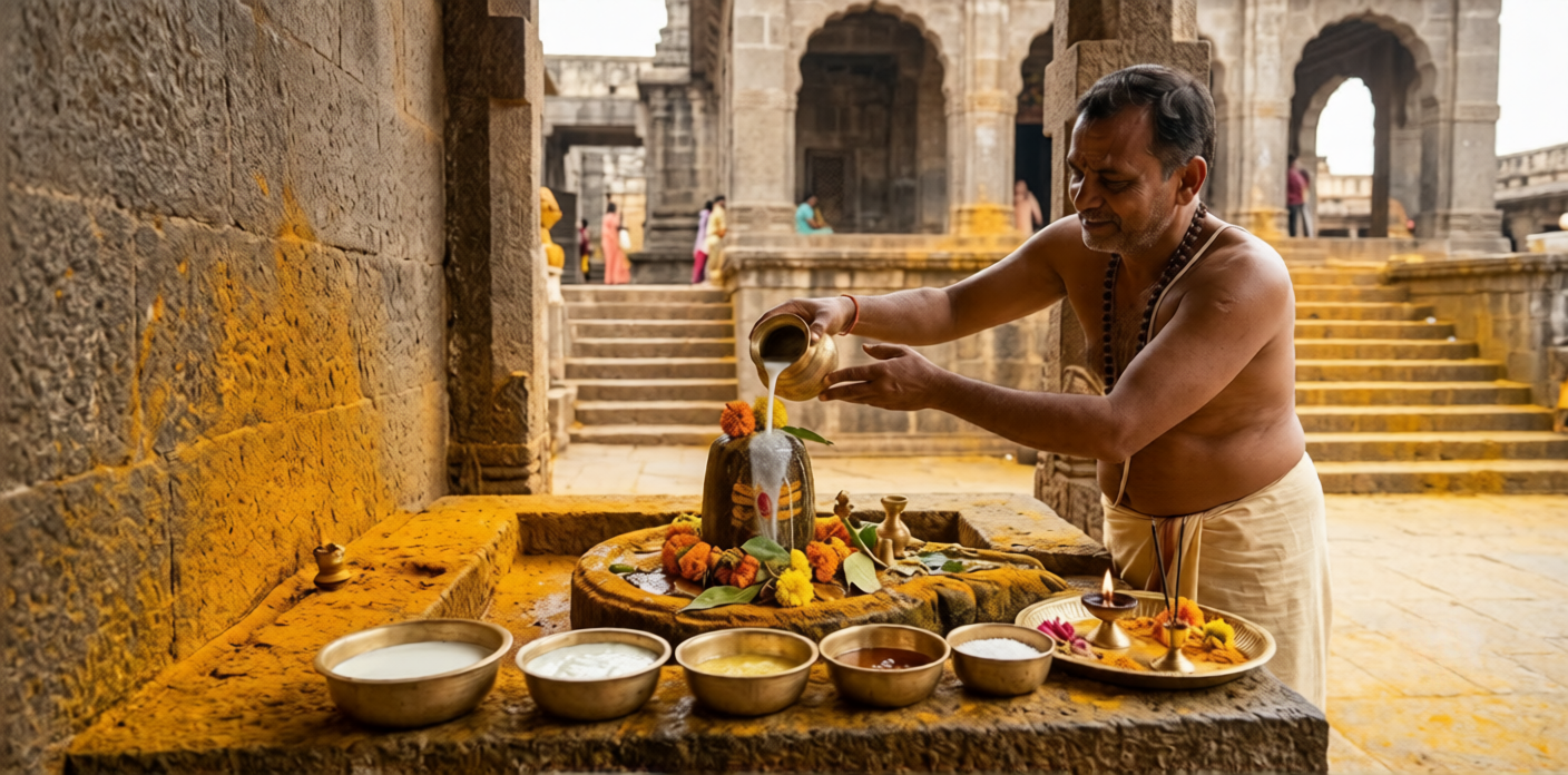 Panchamrit Abhishek in Jejuri