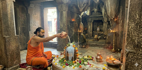 Rudra abhishek in Chamunda Devi Temple