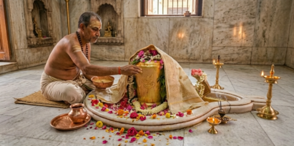 Dhoti arpan and chandan archana seva in Ashtavakra Muni and Bakreswar Mahadev Temple